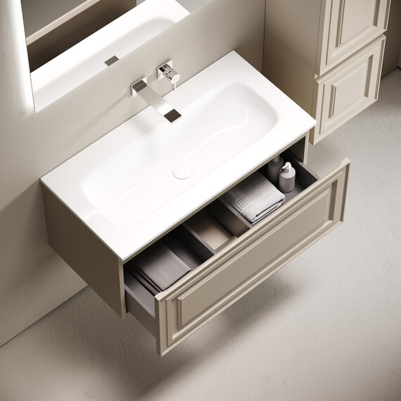 Тумба подвесная с раковиной Sancos Very 90 см VR90CE, Beige soft (раковина Grace ​CN7019wx​) - фото 4