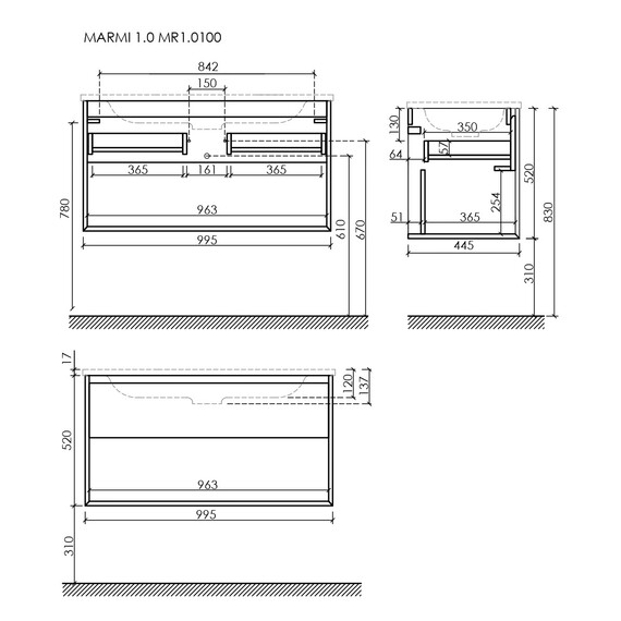 Тумба подвесная с раковиной Sancos Nature 1.0 100 см MR1.0100ECH, дуб чарльстон (раковина Grace ​CN7013MB) - фото 10