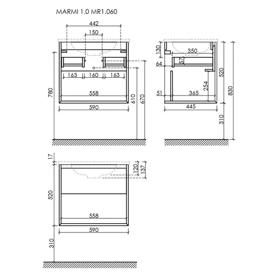 Тумба подвесная с раковиной Sancos Nature 1.0 60 см MR1.060ECH, дуб чарльстон (раковина Grace CN7011) - фото 10