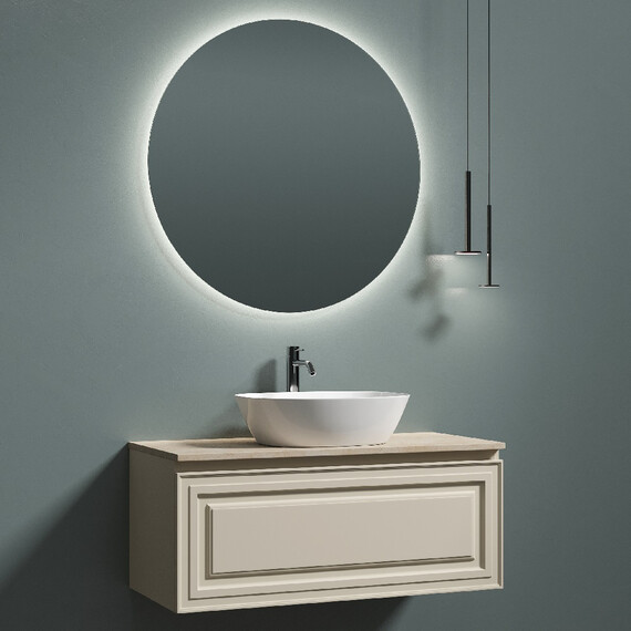 Тумба подвесная с раковиной Sancos Very 100 см VR100CE, Beige soft (раковина Element CN5005, столешница TT100A2X) - фото 8