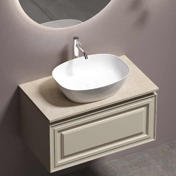 Тумба подвесная с раковиной Sancos Very 80 см VR80CE, Beige soft (раковина Element CN5005, столешница TT80A2X) - фото 8