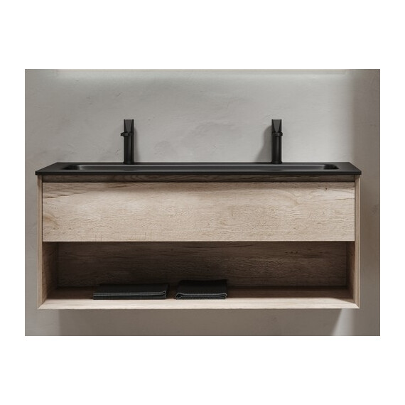 Тумба подвесная с раковиной Sancos Nature 1.0 120 см MR1.0120EG, дуб галифакс натуральный (раковина Grace ​CN7016MB) - фото 