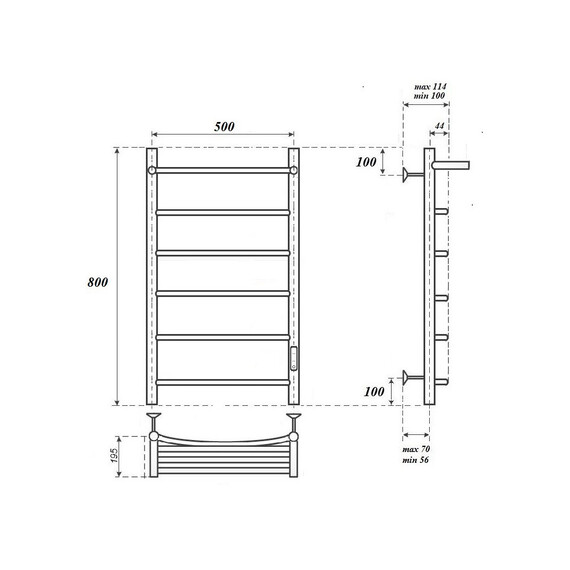Полотенцесушитель электрический Apextermo Корона с полкой П5 500x800 мм CR01185WM (скрытое подключение) белый - фото 8