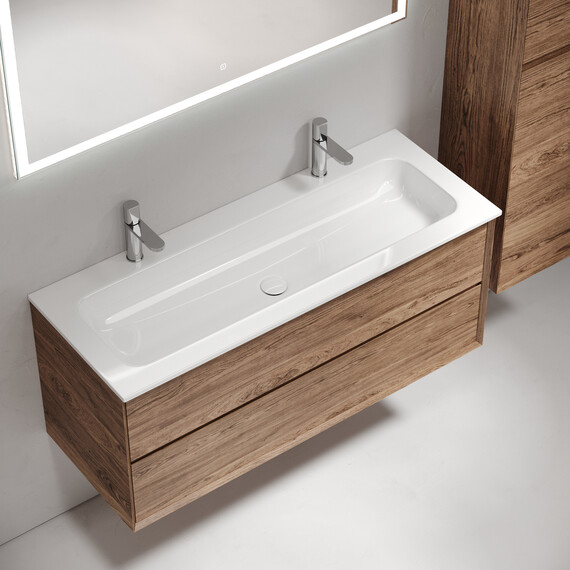 Тумба подвесная с раковиной Sancos Nature 2.0 120 см MR2.0120ECH, дуб чарльстон (раковина Grace ​CN7016) - фото 