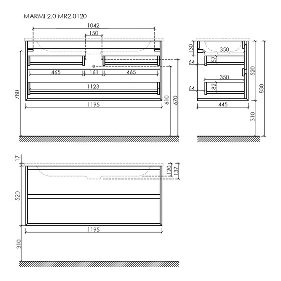 Тумба подвесная с раковиной Sancos Nature 2.0 120 см MR2.0120ECH, дуб чарльстон (раковина Grace ​CN7017MB) - фото 8