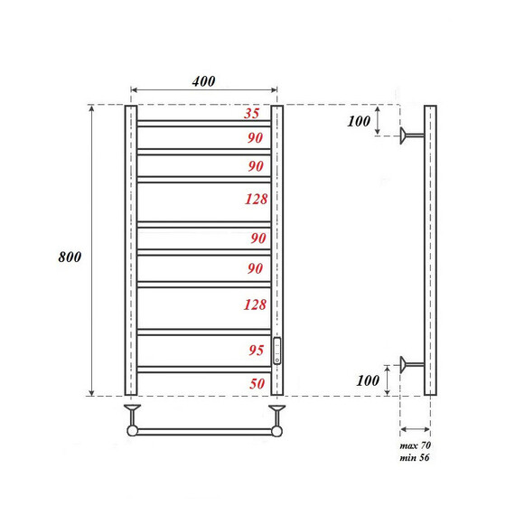 Полотенцесушитель электрический Apextermo Стелла П8 400x800 мм ST00184WM (скрытое подключение) белый - фото 6
