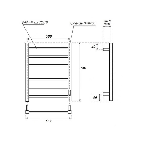 Полотенцесушитель электрический Apextermo Терра П6 500x600 мм TR00165WM (скрытое подключение) белый - фото 6