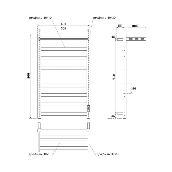 Полотенцесушитель электрический Apextermo Терра с полкой П7 500x800 мм TR01185WM (скрытое подключение) белый - фото 7