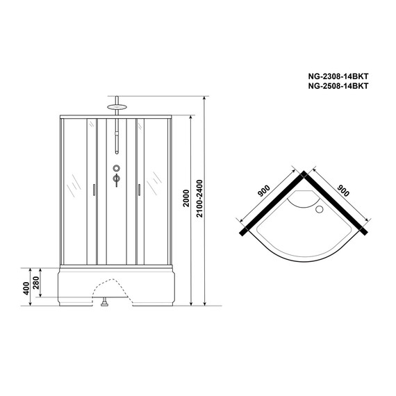 Душевая кабина Niagara Classic 90x90 см NG-2508-14BKT, хром/тонированное (безсиликоновая сборка) - фото 15