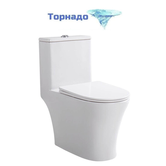 Унитаз-моноблок безободковый Aquatek ЮПИТЕР AQ2815T-00 с тонкой крышкой микролифт (система смыва торнадо) - фото 