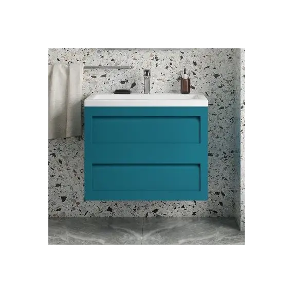Тумба подвесная с раковиной Art&Max Платино AM-Platino-750-2C-SO-TM 75 см (раковина AM-LAV-750-MR-A) бирюзовый матовый - фото 7