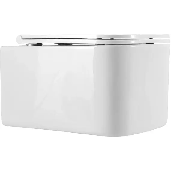 Унитаз подвесной безободковый Art&Max Latina AM215CHR/SC с тонкой крышкой микролифт - фото 4
