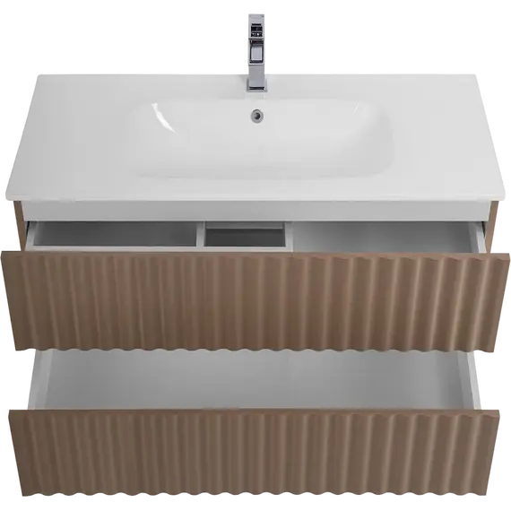 Тумба подвесная с раковиной-столешницей Art&Max Elegant AM-ELEGANT-1000-2C-SO-CM-LED 100 см (раковина AM7110-100) капучино матовый - фото 5