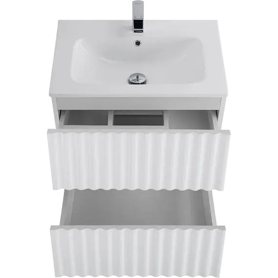 Тумба подвесная с раковиной Art&Max Elegant AM-ELEGANT-600-2C-SO-BL-LED-P 60 см (раковина AM7110-60) белый глянец - фото 5