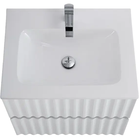 Тумба подвесная с раковиной Art&Max Elegant AM-ELEGANT-600-2C-SO-BL-LED-P 60 см (раковина AM7110-60) белый глянец - фото 3