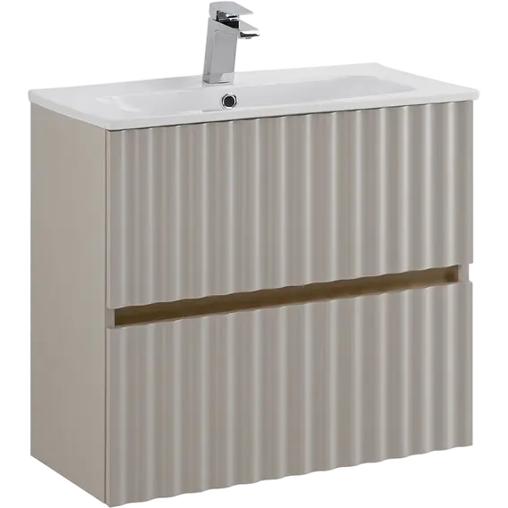 Тумба подвесная с раковиной Art&Max Elegant AM-ELEGANT-600-2C-SO-GCM-LED 60 см (раковина AM7110-60) светло-серый матовый - фото 