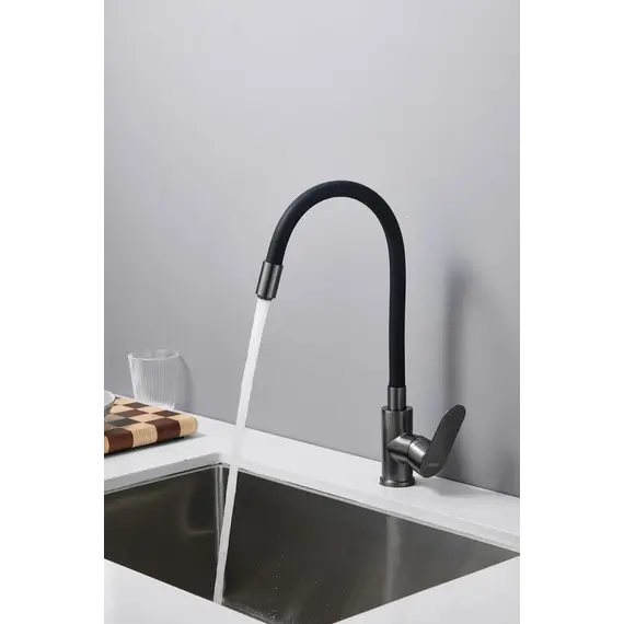 Смеситель для кухни Haiba HB73796-3, оружейная сталь/чёрный - фото 2