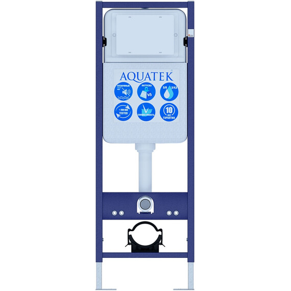 Инсталляция с подвесным унитазом комплект: Set AQUATEK ЕВРОПА New-013 4в1 (рама AQUATEK INS-0000017, клавиша KDI-0000013, крепеж KKI-0000002 +унитаз AQ1106L-00 с тонким сиденьем sc) - фото 2