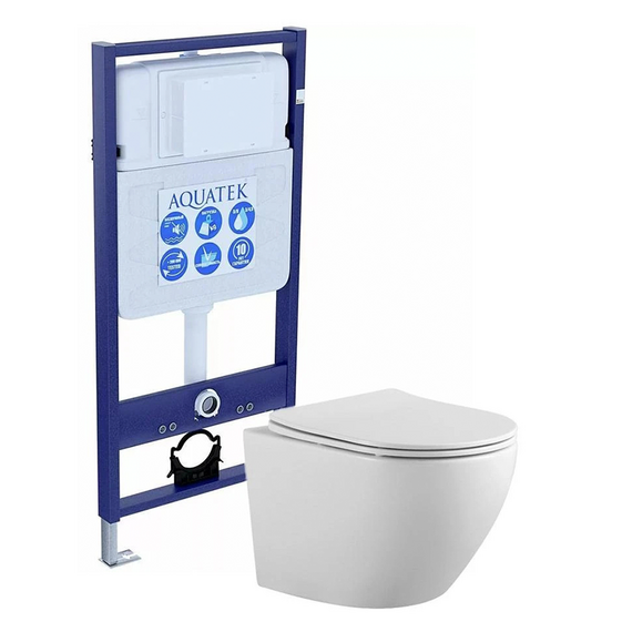 Инсталляция с подвесным унитазом комплект: Set AQUATEK ЕВРОПА (унитаз ЕВРОПА AQ1901-00 + тонкое сиденье soft-close + инсталляция Aquatek Standart 50 INS-0000012) - фото 