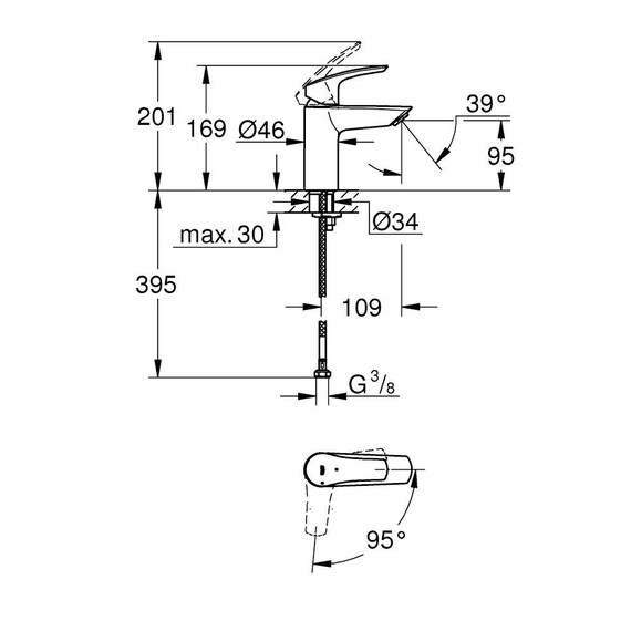 Смеситель для раковины Grohe Eurosmart 32154003 - фото 8