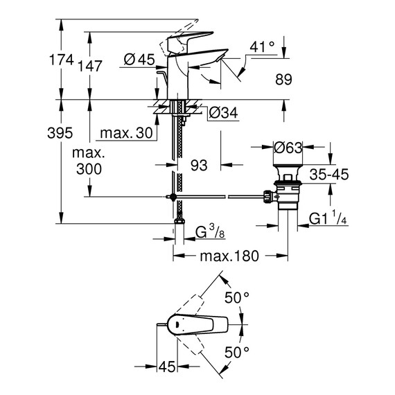 Смеситель для раковины Grohe BauEdge 23328001 - фото 8