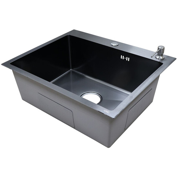 Кухонная мойка Azario Nicole AZB5050H (сифон, дозатор и коландер в комплекте) чёрный соты - фото 3