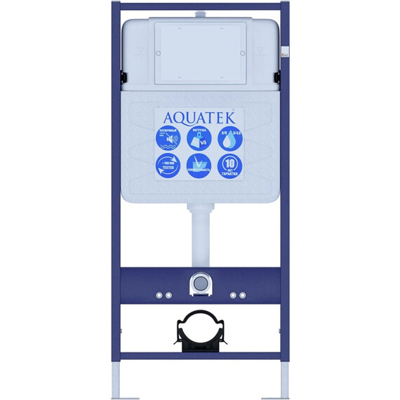 Инсталляция с подвесным унитазом комплект: Set AQUATEK ЕВРОПА T-033 4в1 (рама INS-0000012 + крепление KKI-0000002 + кнопка KDI-0000033 + унитаз ЕВРОПА AQ1106T-00 с крышкой sc, система смыва Торнадо) - фото 2