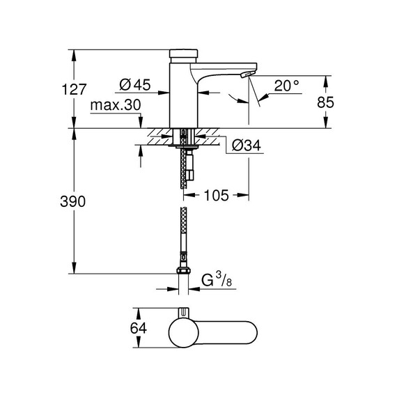 Смеситель для раковины Grohe Eurosmart Cosmopolitan 36317000 - фото 6