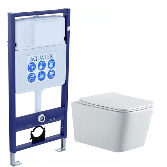 Инсталляция с подвесным унитазом комплект: Set AQUATEK ЛИБРА N cm (инсталляция Standart 50 INS-0000012 + унитаз ЛИБРА New A1148N-00 с тонким сиденьем soft-close) - фото 