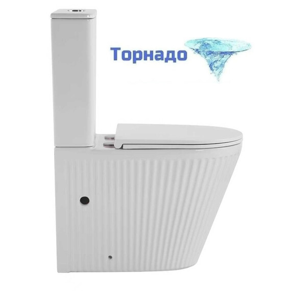 Унитаз-компакт безободковый SantiLine SL-5046 с тонкой крышкой микролифт (система смыва Торнадо) - фото 