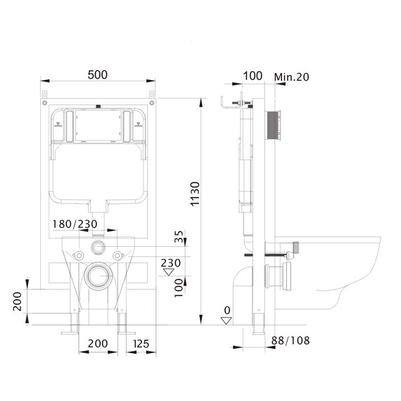 Инсталляция с подвесным унитазом комплект: SET AQUATEK МИЯ-MB-017 4в1 (рама AQUATEK Standard INS-0000020 + крепеж KKI-0000002 + клавиша KDI-0000017 + унитаз AQ2004-MB с тонким сиденьем soft-close) - фото 14