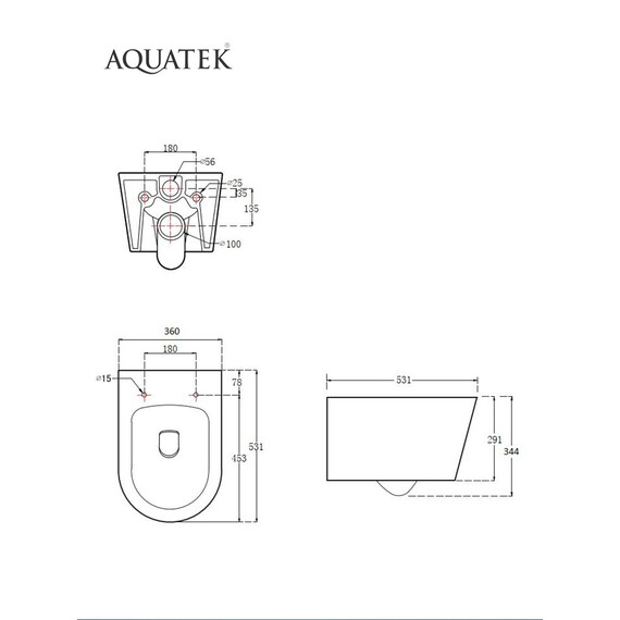 Инсталляция с подвесным унитазом комплект: SET AQUATEK ОБЕРОН T-012 4в1 (рама INS-0000017 +крепеж KKI-0000002+ клавиша KDI-0000012+унитаз AQ1365T-00 ОБЕРОН с тонким сиденьем soft-close) - фото 6