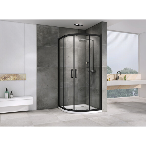 Душевое ограждение Abber Schwarzer Diamant 80х80 см AG01080B, черный/прозрачное - фото 2