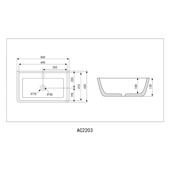 Раковина-чаша Abber Rechteck 50 см AC2203MB, черный матовый - фото 10