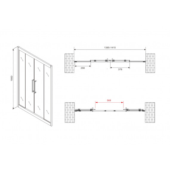 Душевая дверь Abber Schwarzer Diamant 140 см AG33140BH, черный/прозрачное, Цвет стекла: прозрачное, Цвет профиля: чёрный, Размер - мм: 1400 - фото 17