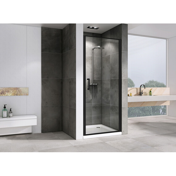 Душевая дверь Abber Sonnenstrand 80 см AG04080B, черный/прозрачное, Цвет стекла: прозрачное, Цвет профиля: чёрный, Размер - мм: 800 - фото 12