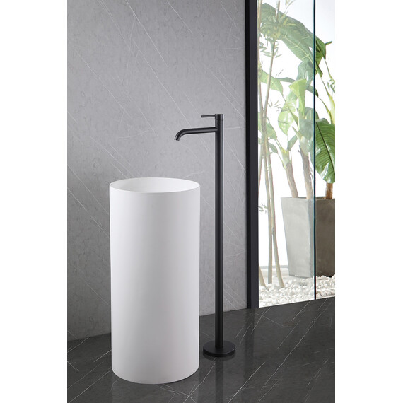 Смеситель для раковины напольный Abber Wasser Kreis AF8140B, черный матовый, Цвет производителя: чёрный матовый - фото 9
