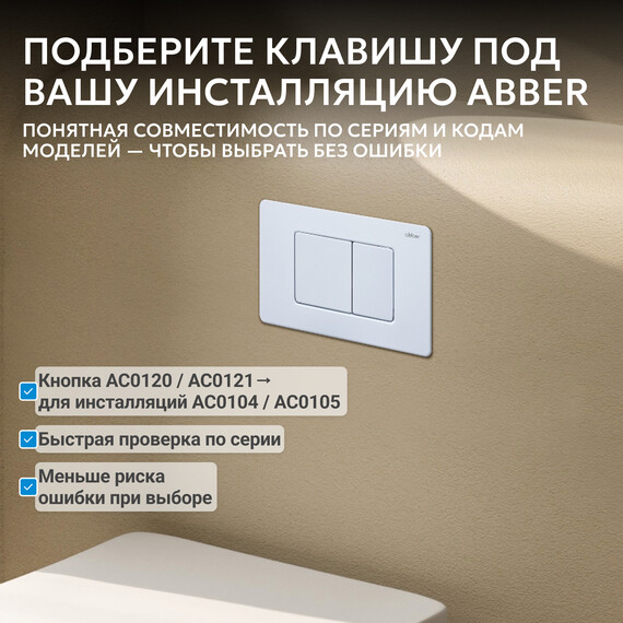 Кнопка смыва Abber AC0120MW (кнопка металлическая) цвет белый матовый - фото 3