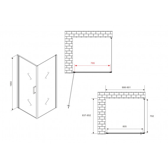 Душевое ограждение Abber Sonnenstrand 90x85 см AG04090M-S85M, хром/матовое - фото 17
