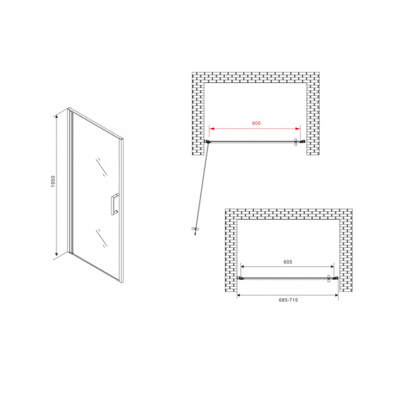 Душевая дверь Abber Sonnenstrand 70 см AG04070M, хром/матовое, Цвет стекла: матовое, Цвет профиля: хром, Размер - мм: 700 - фото 17