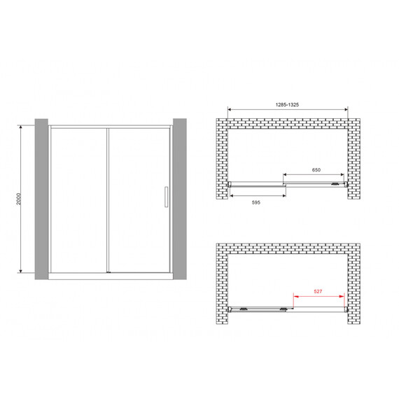 Душевая дверь Abber Komfort 130 см AG93130 (стекло 8 мм), хром/прозрачное, Цвет стекла: прозрачное, Цвет профиля: хром, Размер - мм: 1300 - фото 19