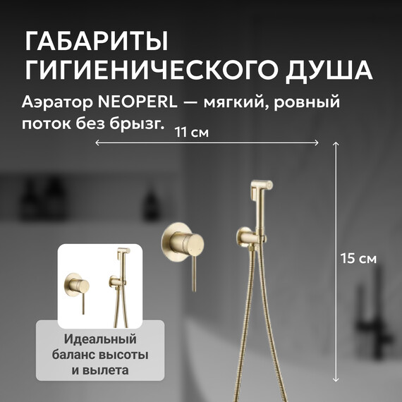 Набор для гигиенического душа Abber Emotion AF8825G, золото матовое, Цвет производителя: золото матовое - фото 4