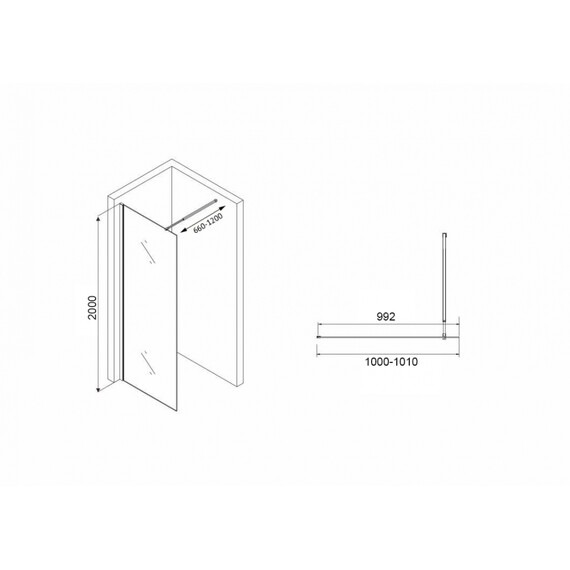Душевая перегородка Abber Immer Offen 100 см AG61101R8 (стекло 8 мм), черный/рифленое - фото 12