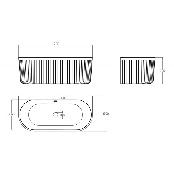 Ванна акриловая Abber Leipzig 170x80 см AM9916, белый матовый, Размер - мм: 1700x800 - фото 10