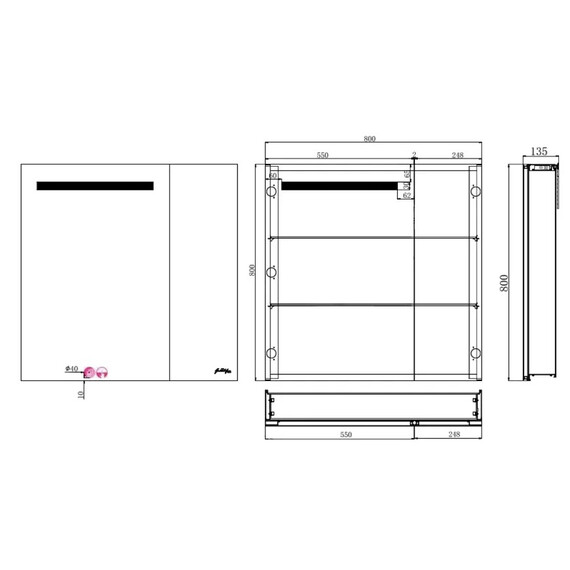 Зеркало-шкаф Jacob Delafon Madeleine 80 см EB2203-NF - фото 4