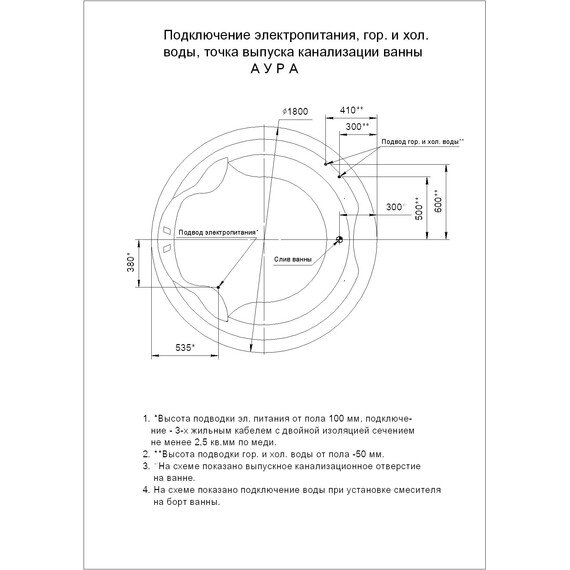 Ванна акриловая Aquatek Аура 180х180 см AUR180-0000033 - фото 14