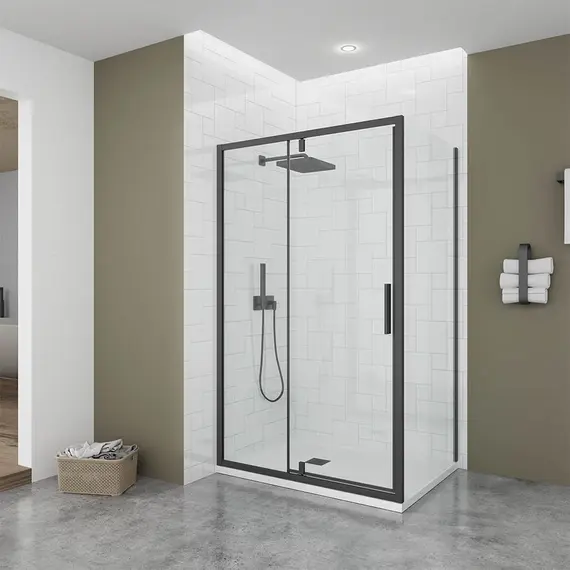 Душевое ограждение Veconi Ottimo 110х70 см OP20B-SP-11070-01-C9, чёрный матовый/прозрачное - фото 
