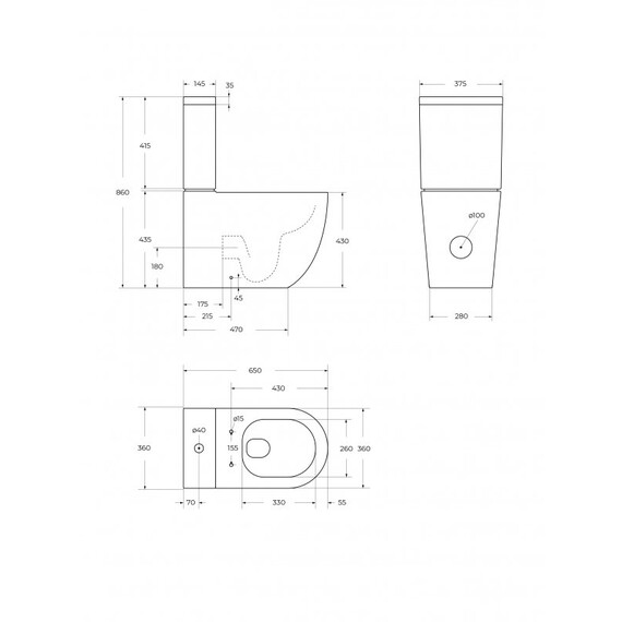 Унитаз-компакт безободковый Cezares Stylus-Tor CZR-538-CP-TOR с тонкой крышкой микролифт, кнопка оружейная сталь (система смыва Торнадо) - фото 12