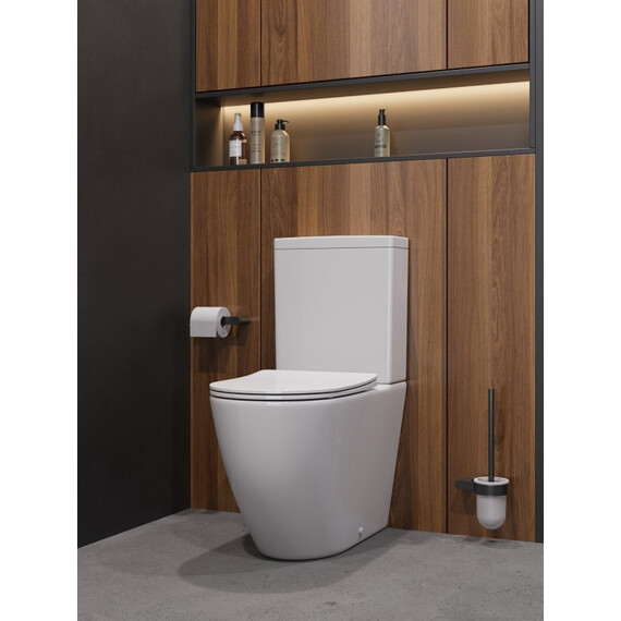 Унитаз-компакт безободковый Cezares Stylus-Tor CZR-538-CP-TOR с тонкой крышкой микролифт, кнопка оружейная сталь (система смыва Торнадо) - фото 7