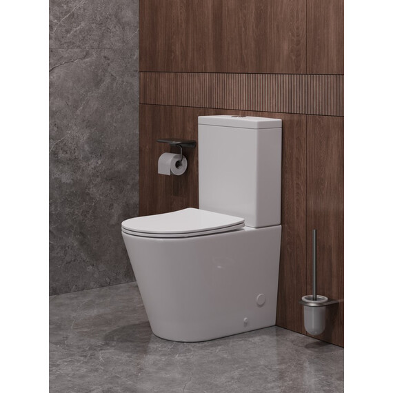 Унитаз-компакт безободковый Cezares Liner-Tor CZR-6726-CP-TOR/SC с тонкой крышкой микролифт, кнопка брашированное золото (система смыва Торнадо) - фото 9